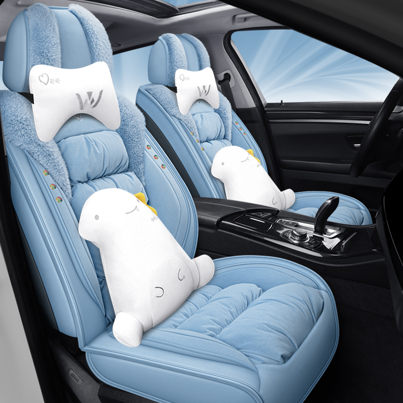 Car seat cushion winter plush seat cushion cover plush thick winter warm unisex short plush car cushion