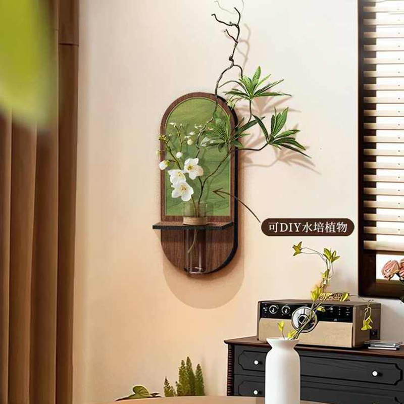 Green Plant Wall Hanging Wall Decoration Pendant, Antique-Style Restaurant Painting, Retro Living Room Entrance Hanging Painting, Creative Art Mural