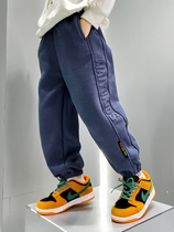 Boy gush pants 2021 new winter clothing childrens sports pants autumn and winter CUHK children foreign air guard pants integrated suede