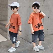 Boy Clothing Boy Summer Suit 2022 new Summer CUHK Boy handsome Boy handsome short sleeves Two sets of summer clothes