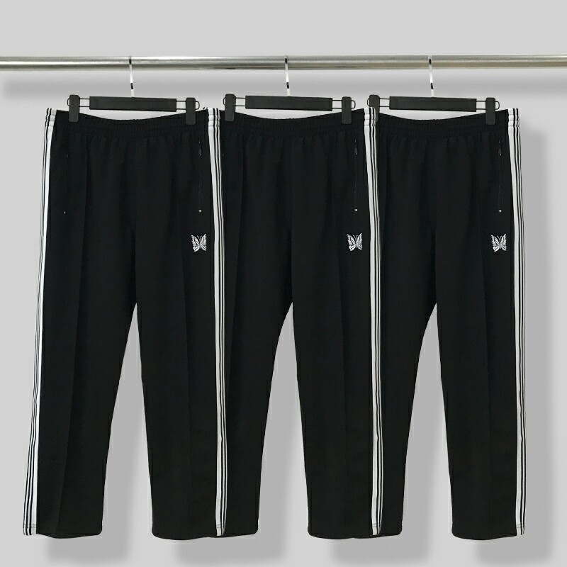 Needles black and white side stripe butterfly pants high street trend loose straight casual trousers men and women fog pants tide