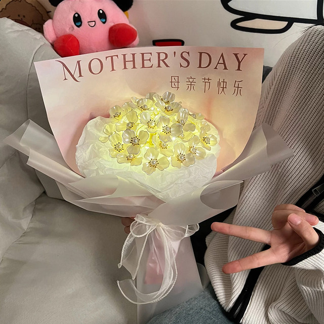 Hand-Woven DIY Magnolia Flower Bouquet Material Kit LAOSHU Artificial Flower Bouquets Mother's Day Gift for Mom