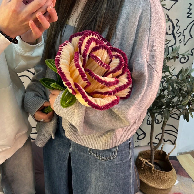 Giant Retro Rose Flower Encrypted Twist Stick DIY LAOSHU Materials Eternal Flower Gift for Girlfriend 520 Holiday Gift