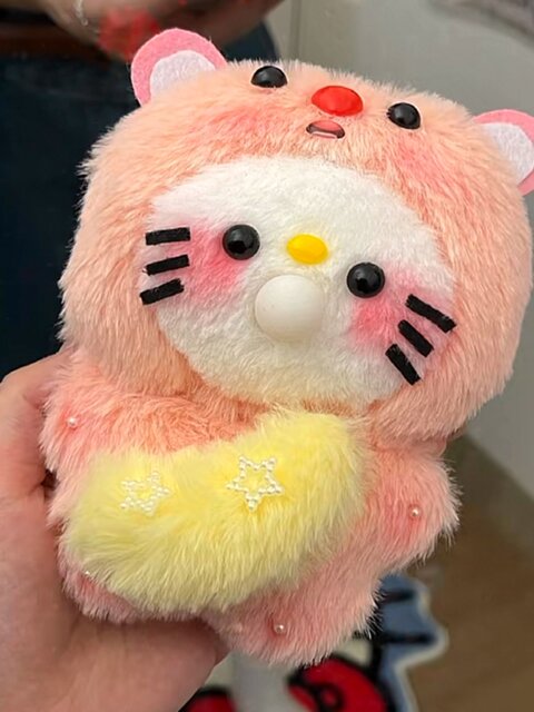 Recording, Bubble-Making, and Glowing Little Beaver Kt Cat DIY Handmade Plush Toy Squeaky Kedi Cat Plush Pendant