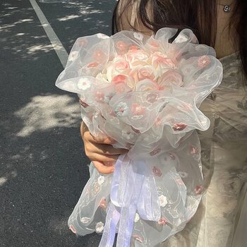 Handmade DIY Bouquet Materials, Small Chanel-Style Embroidered Yarn, Artificial Flowers, Roses, Gift for Girlfriend, 520 Holiday Gift