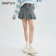 Sanfu short skirt 2024 new spring small high-waisted a-line denim pleated half-length skirt for women 481871