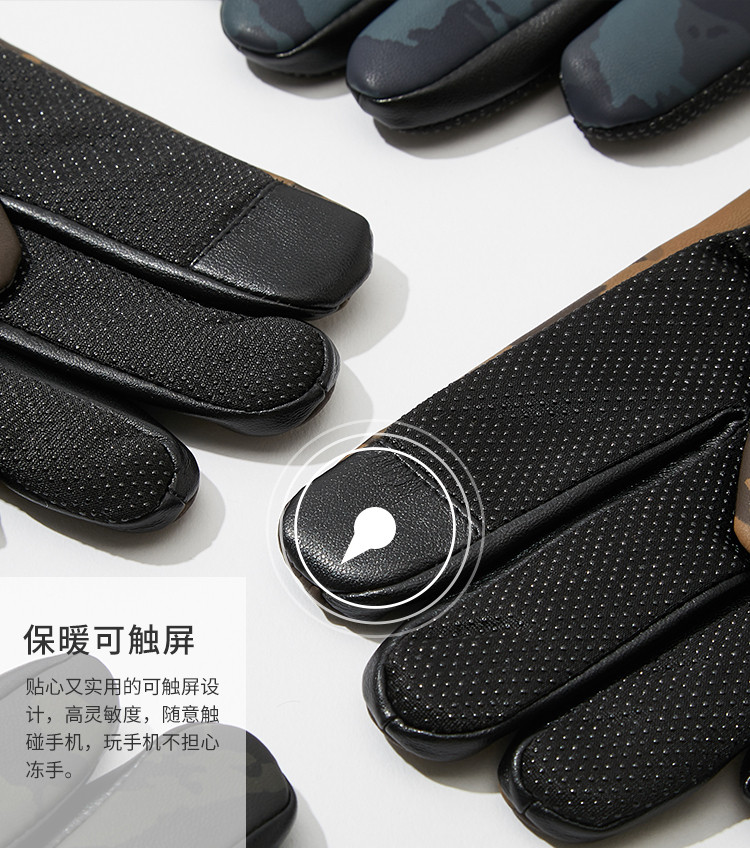 三福 20年冬季新款 男式加绒防滑保暖手套 双重优惠折后￥28.15包邮 多款可选