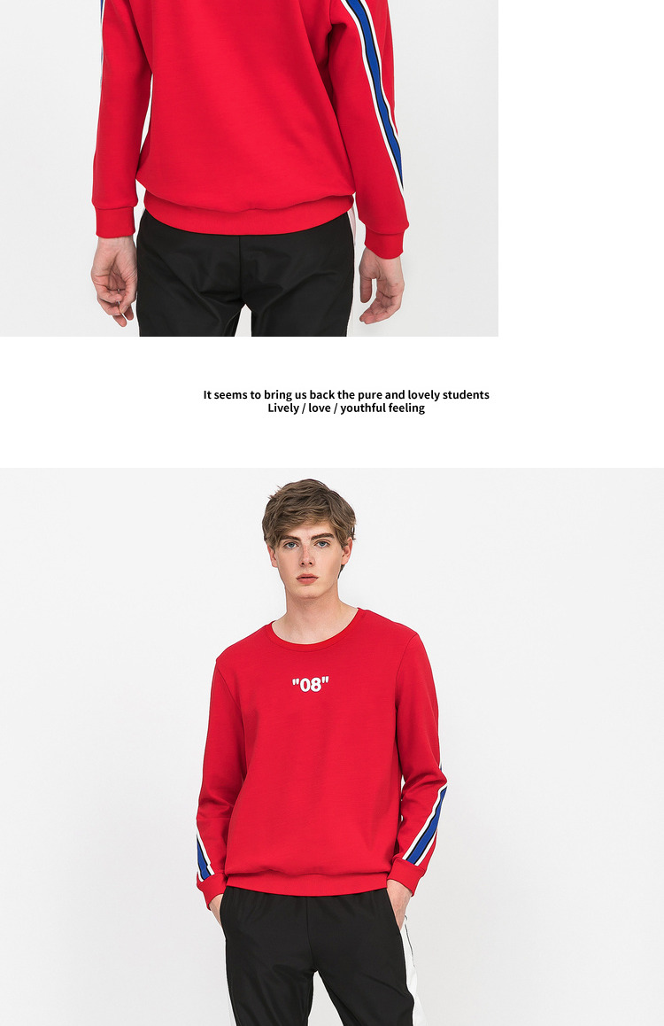 Sanfu 2018 mùa đông sản phẩm mới khâu áo len nam màu tương phản và áo sơ mi cashmere dài tay 391916 hoodie trơn