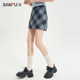 ສິ້ນສັ້ນ Sanfu 2024 ລະດູຮ້ອນໃຫມ່ຕ້ານການເປີດເຜີຍ lined A-line skirt slimming plaid skirt ແມ່ຍິງ 484773