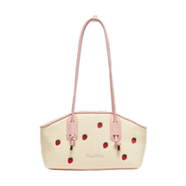 Three Foto Tote Bag Women Spring New Fields Holiday Wind Strawberry Embroidered Hand Satchel Commuter Bag 483551