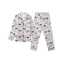 Sanfu mens autumn gorgeous wrinkled silky smooth all-over printed pajamas set soft lapel long-sleeved home clothes 489291