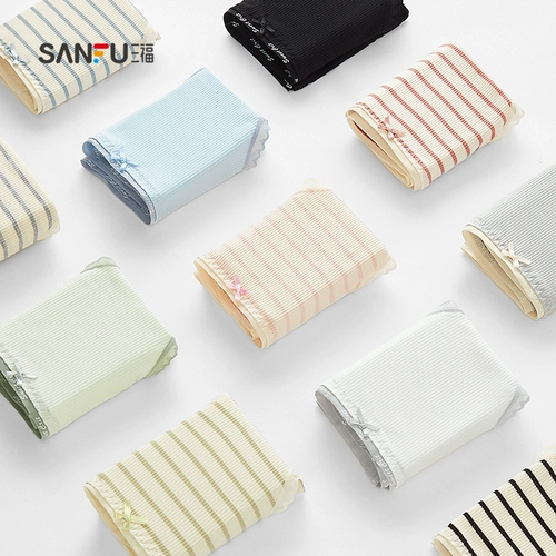 三福 Нижнее белье, штаны с бантиком, эластичные хлопковые трусы, с акцентом на бедрах