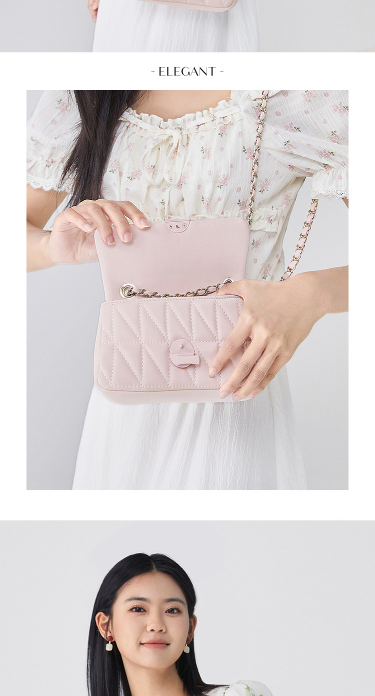 三福单肩链条包女2023新款斜挎包小包包通勤菱格休闲腋下包457539