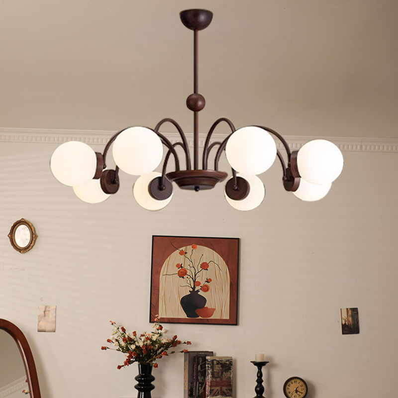 French Retro Chandelier Living Room Lamp Vintage Coffee Color Magic Bean Dining Room Lobby Simple Bedroom Lamp Lighting Fixtures French Retro Chandelier Living Room Lamp Vintage Coffee Color Magic Bean Dining Room Lobby Simple Bedroom Lamp Lighting Fixtures