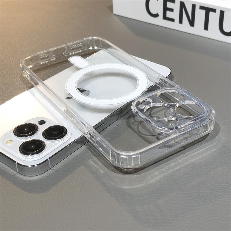 Four-Corner Airbag Anti-Drop Magsafe Magnetic Case Suitable for iPhone 17, Apple 15 Pro, Transparent Silicone 12, Simple 14, High-End Magnetic Phone Case Protective Cover Magsafe Magnetic