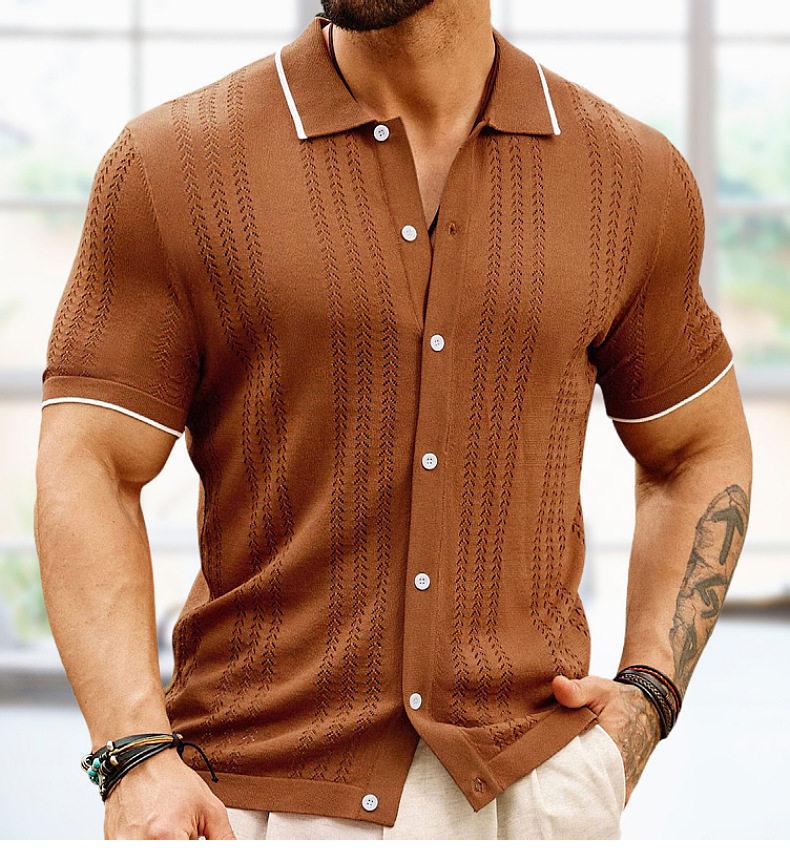 Летний трикотажный кардиган, тонкий свитер, трикотажная футболка polo 