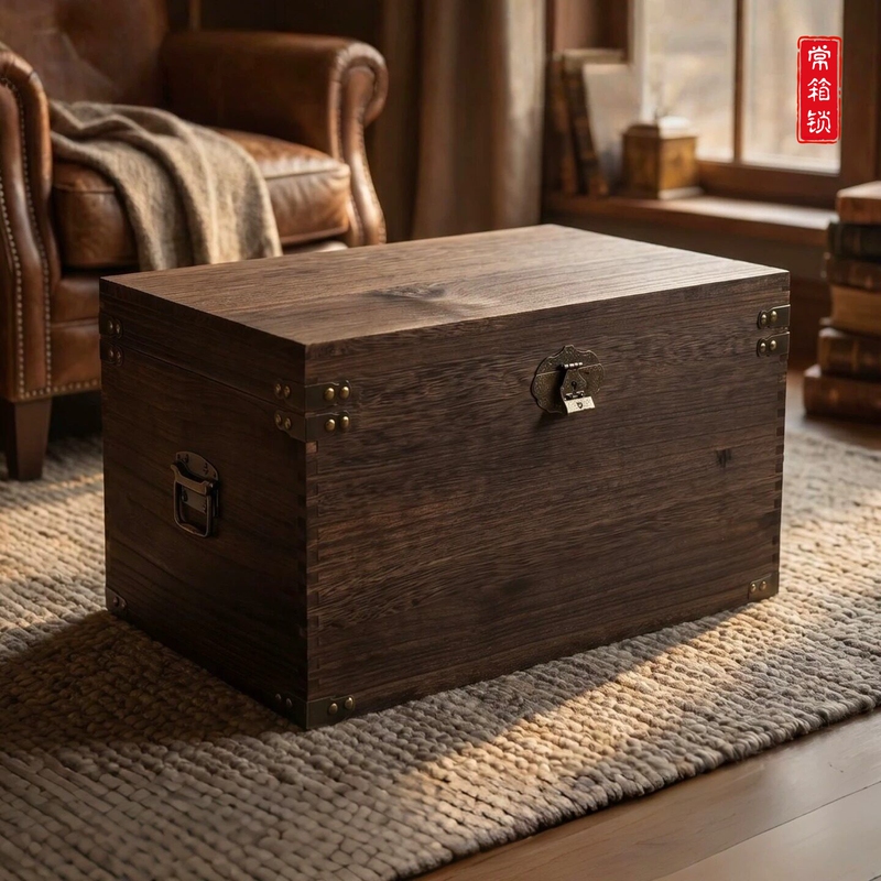 Retro Old-Fashioned Large Wooden Box Solid Wood Box Household Moisture-Proof Tea Box Rectangular Wooden Storage Box Storage Box