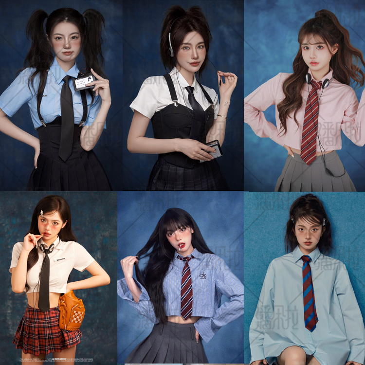 Photo Studio New Style American-Style Id Photo Clothing Retro Jk Girl Graduation Season College Style Art Photo Photography Clothing Photo Studio New Style American-Style Id Photo Clothing Retro Jk Girl Graduation Season College Style Art Photo Photography Clothing