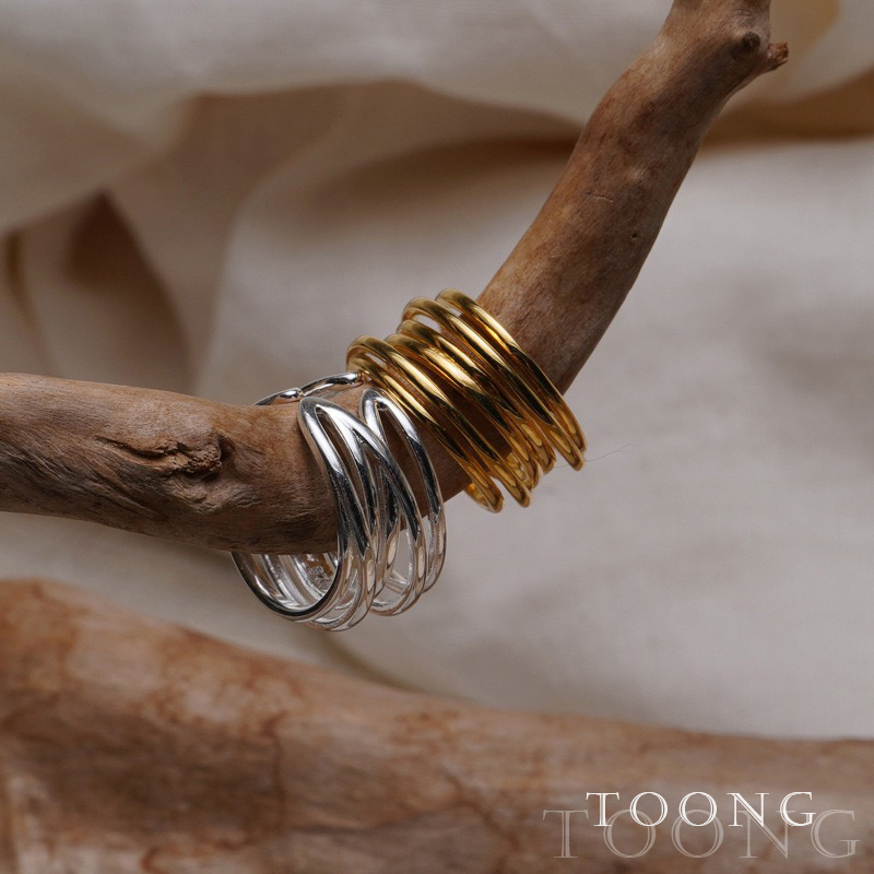 PARANOID【新品9折】韓系韓國小眾設計金色多層纏繞戒指指環復古開口可調