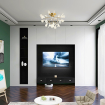 Pine wood solid wood whole wall TV locker customization light luxury simple whole house wardrobe customization