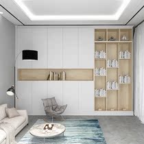 F4 star plate living room whole wall bookcase customization light luxury simple flat cabinet door customization Nanjing whole house customization