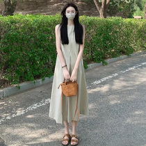 Fan-style sleeveless one-piece dress Women Summer 2022 new casual minimalist linen vest Skirt Loose Superior sensational dresses