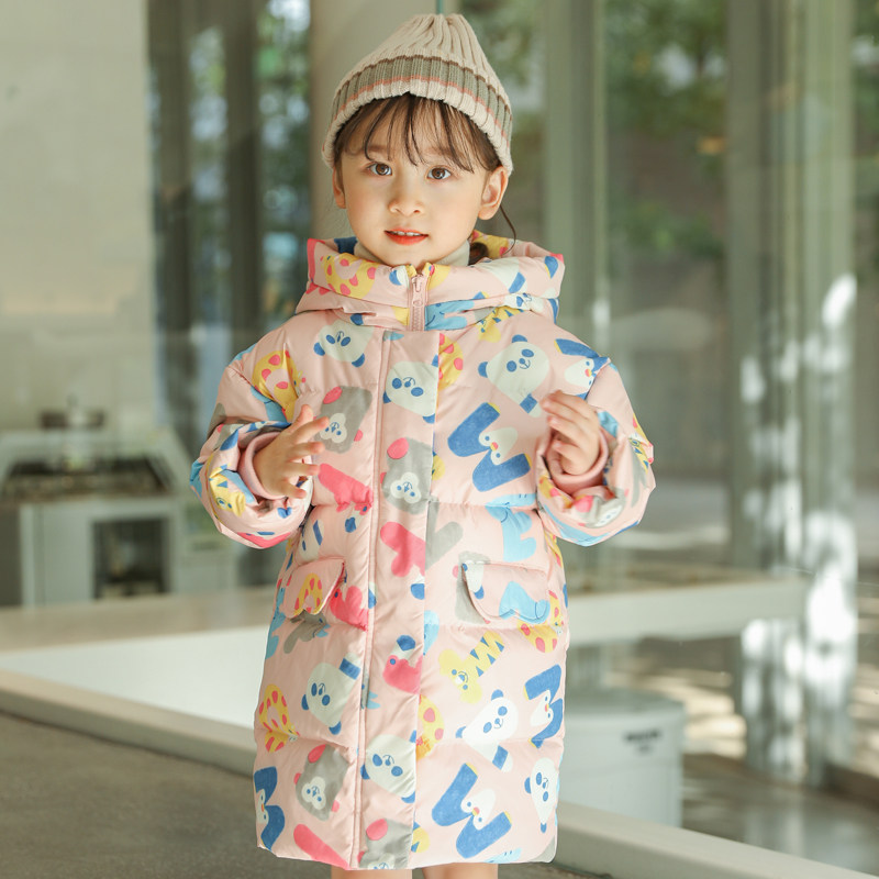 Children's down jacket girls middle and small children's mid-length version 2022 new girl's Western style thickening children's clothing trend