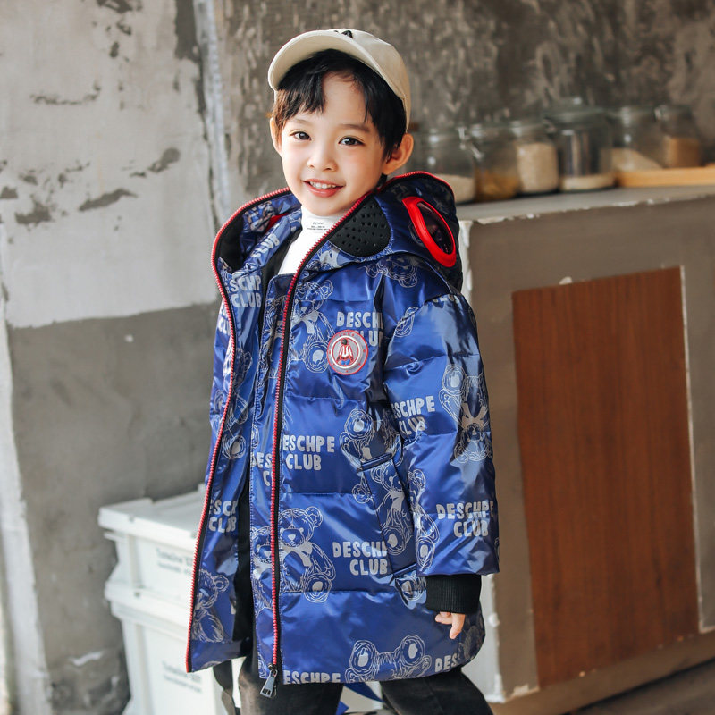 Brand children's down jacket boys medium and long version children's thickened children's clothing 2021 new boy Western style tide