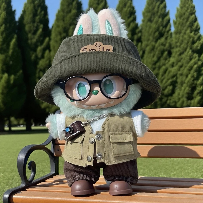 Labubu Doll Clothes Suitable for First, Second, and Third Generation Labubu, High-Energy Calm 17cm Green Vinyl Clothing Set Labubu Doll Clothes Suitable for First, Second, and Third Generation Labubu, High-Energy Calm 17cm Green Vinyl Clothing Set