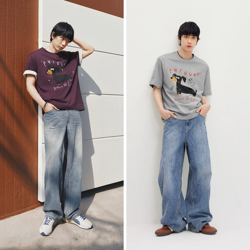 Semir, ретро футболка с коротким рукавом, трикотажный мультяшный свитер, для влюбленных