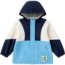 Semir Childrens Clothing Childrens Jacket 2024 New Boys Fashion Stitching Contrast Color Top Warm Hooded Spring Clothes