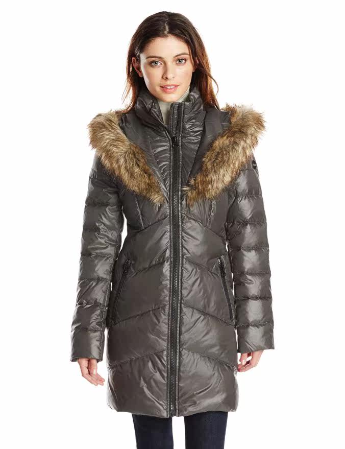 Lady Kensie midlength version with cap down jacket down jacket 50% with suede K50 US straight mail