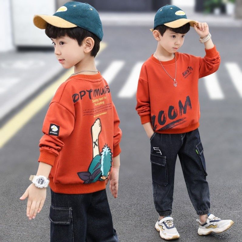 Babu Bean Boy Necropolis New Spring Autumn Tide teen boy Long sleeves T-shirt for children The undershirt for children