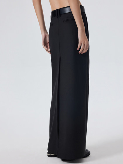 微胖女生穿搭大码后开叉半身裙女胖妹妹高腰mm显瘦a字西装拖地裙