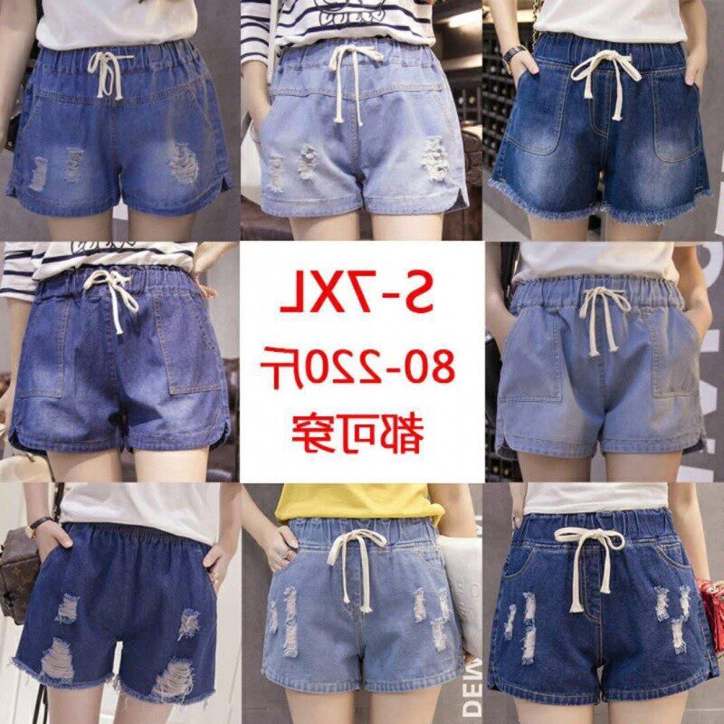 Step up slimmer overweight with waist and summer fattening female denim mm200 leggings shorts with loose and loose 100 shorts