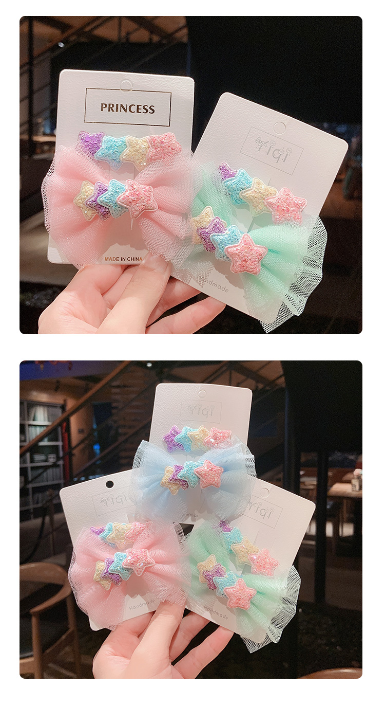 Children's Star Big Bow Cute Hairpin Set display picture 5