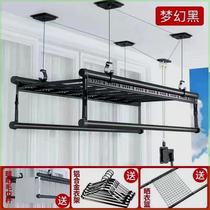 New lifting clotheshorse balcony Four-pole style clotheshorse multifunction folding hand-in-hand garten thickened crossbar type hanging