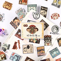 80 hand account stickers Japanese style Showa style retro poster stickers creative sealing stickers