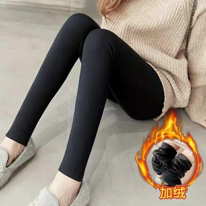 Japan plus velvet padded pants women's high waist belly tight cotton pants warm pants slim pants wear winter inside and outside