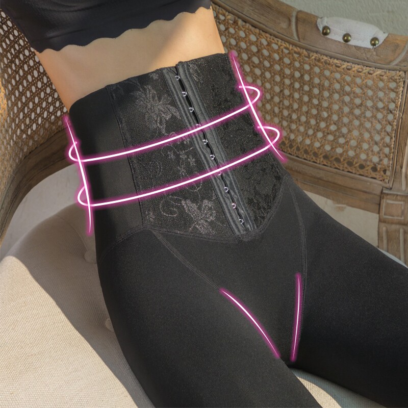 Japanese body sculpting belly trousers high waist sculpting buttocks thickening warm pants cotton trousers buttoned pressure trousers women's outer wear