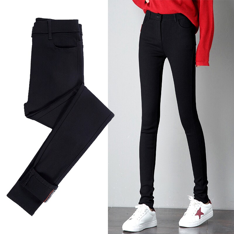 Japanese inner lap pants high waist elastic tight close-up Lengthened Magic 90% Slim Leg Smoke Tubes Pants Women Outside Wearing Thin