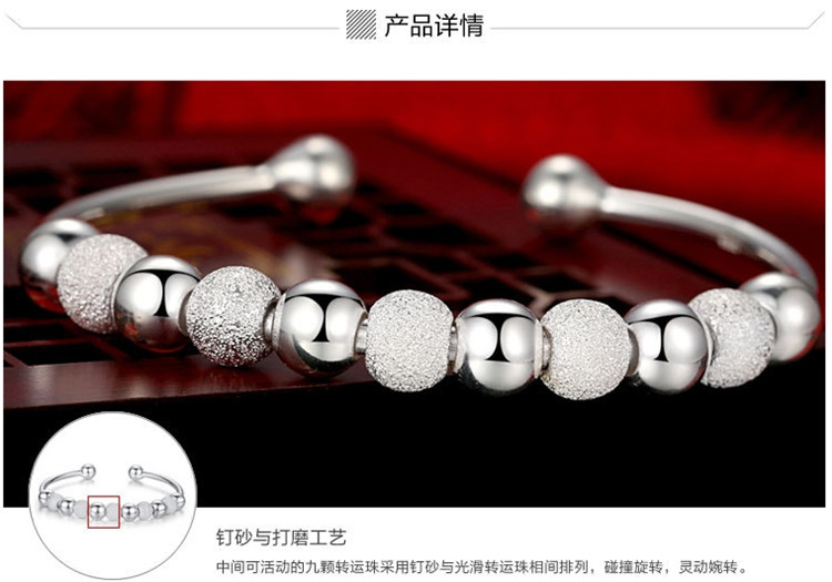 Vòng tay bạc S990 sterling bạc nữ khí chất vòng tay chuyển nhượng vòng tay bạc Zhutai vòng tay may mắn để gửi người thân quà tặng ngày lễ vòng dâu tằm cho bé