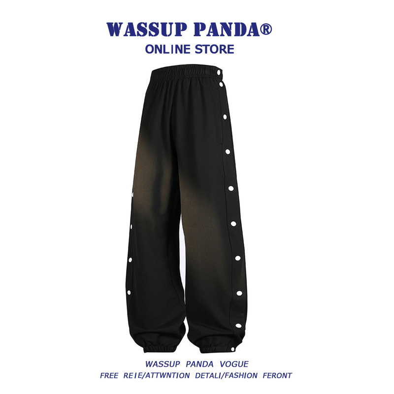 Wassup Panda Quick-Release Full-Zip Sweatpants Men's American-Style Training Basketball Sports Pants Loose Jogger Pants