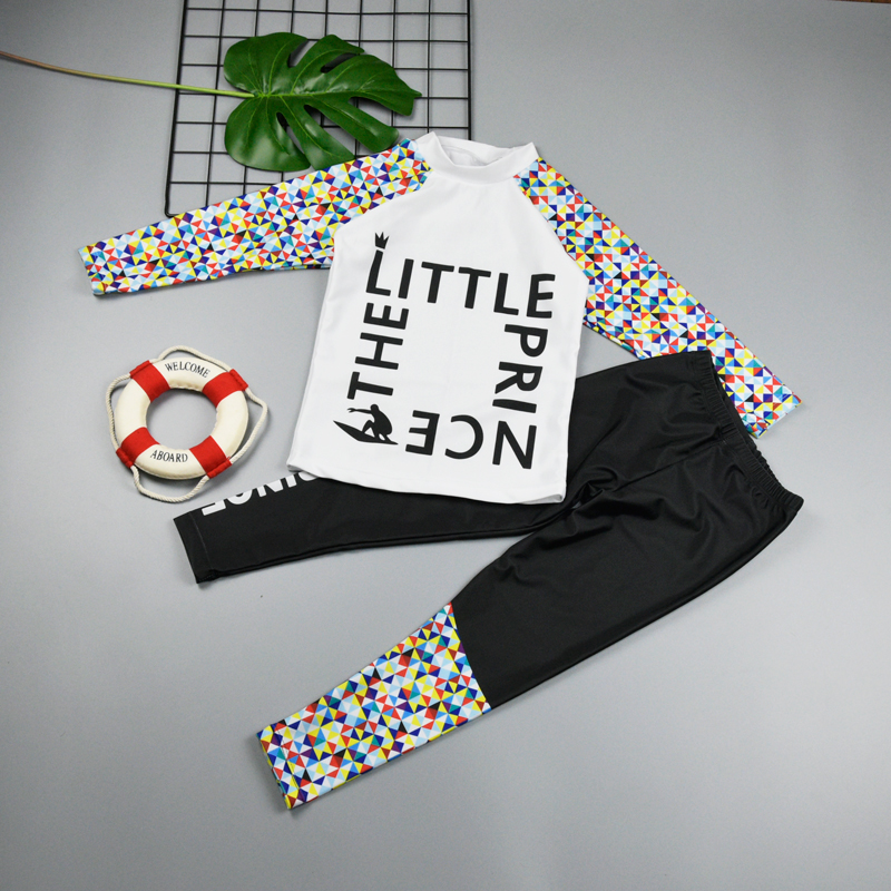 Children's Swimsuit for boys and girls with long sleeves long trousers sunscreen dry diving suit for baby hot spring swimsuit Korea