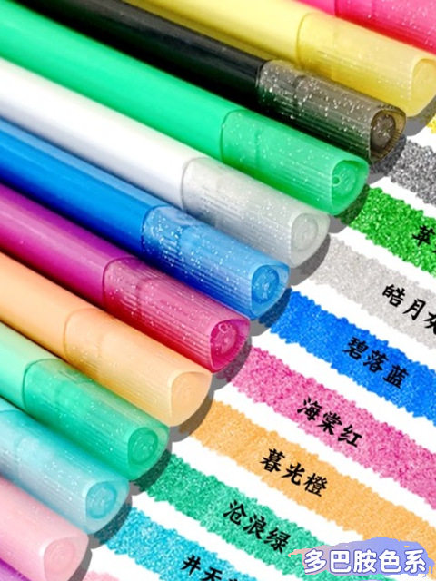Highlighter with High Aesthetic Appeal, Glitter Marker Pen, Student-Specific Marker Pen, Colorful Highlighter