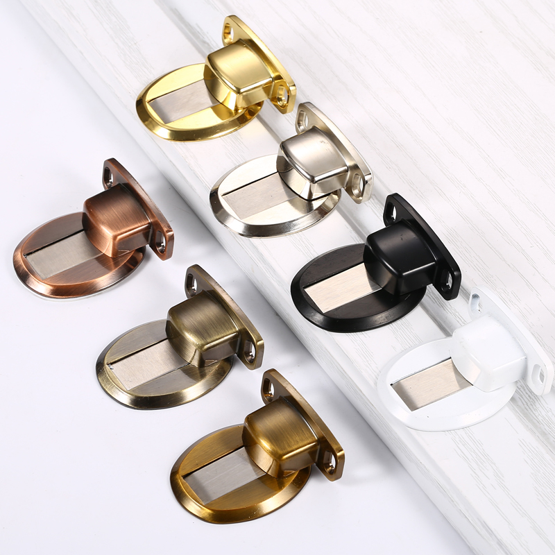 Stainless steel solid invisible ground suction-free dispensing gel zinc alloy magnetic touch buckle anti-crash door blocking strong dressing room door