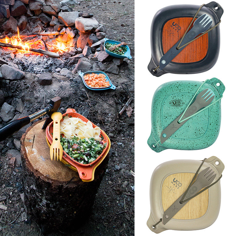 New stock UCO natural eco food grade plastic durable outdoor camping tableware titanium fork spoon set