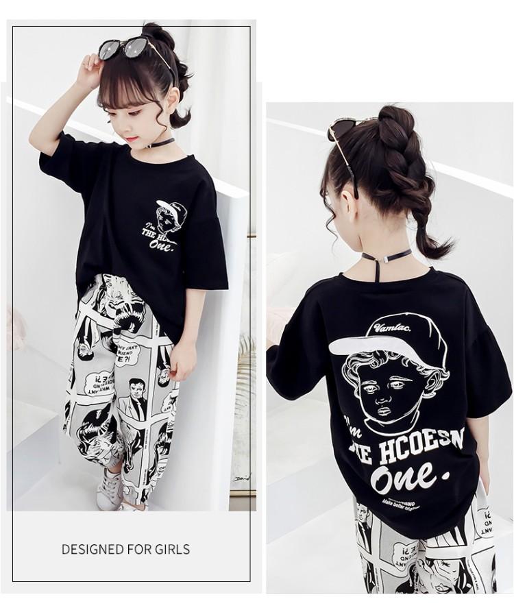 Quần áo trẻ em gái béo thời trang bé phiên bản Hàn Quốc của bộ đồ hai dây rộng bé gái siêu yang hè hợp mốt - Phù hợp với trẻ em quần legging bé gái
