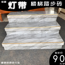 Net red staircase step brick Tibetan light belt double step tile one non-slip whole marble tile ladder
