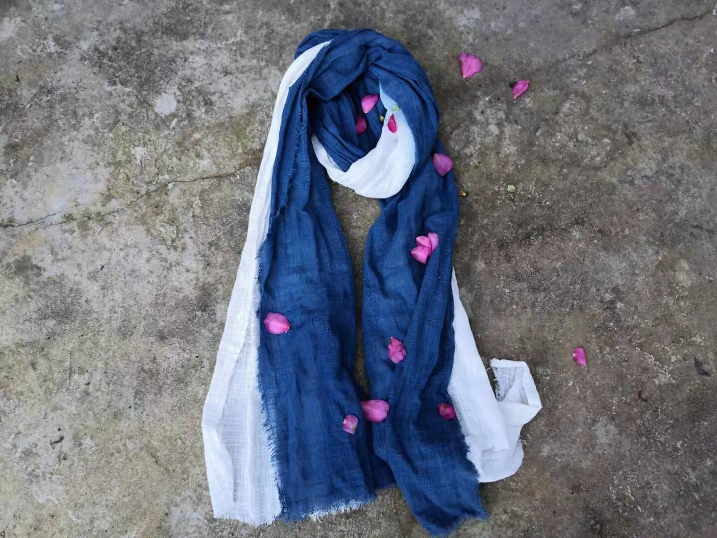 ten Azerbaijan craftsmanship pure handmade plant dyeing blue dyeing and dyeing scarves cotton linen